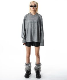 WEGO 【ユニセックス着用ITEM/MLサイズ展開】コールドダイダメージアップリケT（LS）