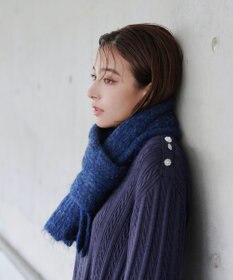 Tiaclasse L 【洗える】肩ボタンケーブルニットトップス