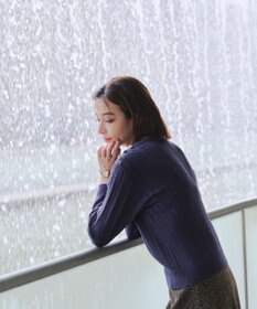 Tiaclasse L 【洗える】肩ボタンケーブルニットトップス