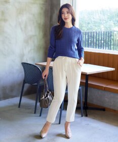 Tiaclasse L 【洗える】肩ボタンケーブルニットトップス