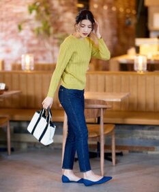 Tiaclasse L 【洗える】肩ボタンケーブルニットトップス