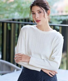 Tiaclasse L 【洗える】肩ボタンケーブルニットトップス