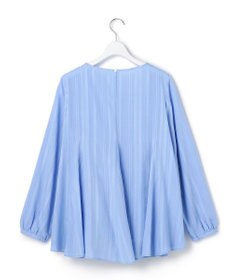 23区 【先行予約】ドビーストライプ クルーネック フレアブラウス