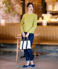 Tiaclasse L 【洗える】肩ボタンケーブルニットトップス