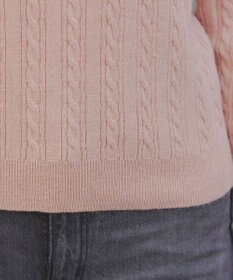 Tiaclasse L 【洗える】肩ボタンケーブルニットトップス