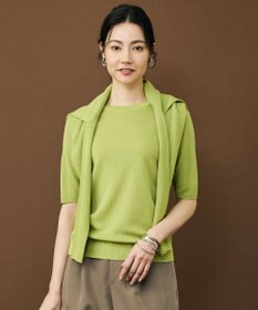 自由区 【アンサンブル対応】シアーシルクミックス カーディガン ライトグリーン