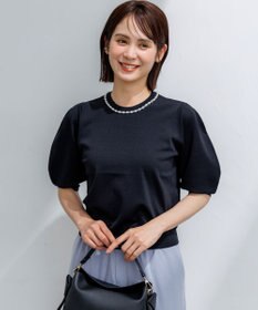 組曲 【ドラマ「銀河の一票」着用・WEB限定】クリアストレッチビジューレーン6分袖 ニット