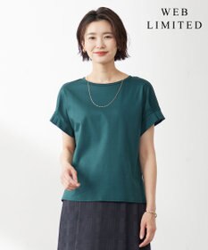 J.PRESS LADIES 【WEB限定カラーあり・接触冷感・UVケア】コンパクトコットンスムース タックスリーブ カットソー