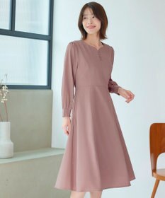 Tiaclasse L 【セレモニー・新色追加】ハートネックくるみ釦ワンピース