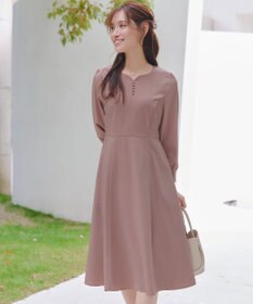 Tiaclasse L 【セレモニー・新色追加】ハートネックくるみ釦ワンピース