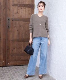 Tiaclasse L 【洗える】Vネック起毛ニットトップス