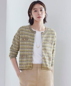 ツイードニットブルゾン 洗える】カラーミックスツイードニット カーディガン / 自由区 L