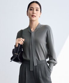 自由区 L レーヨンストレッチブラウスライク ニット