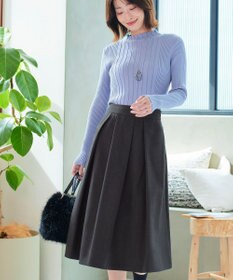 Tiaclasse 【新色追加・洗える】ウール調タックフレアスカート