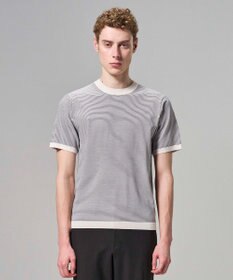 JOSEPH HOMME 【新柄】リュクスレーヨンボーダー　クルーネック半袖ニット