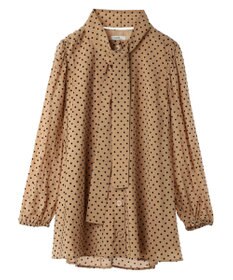 earth music&ecology ドットチュニック丈リボン付きワンピース