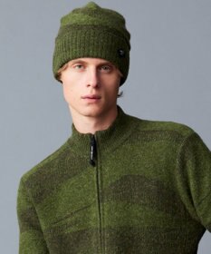 JOSEPH ABBOUD MOUNTAIN 【イタリア糸使用/軽量】ブークレーカモフラージュ ニット帽