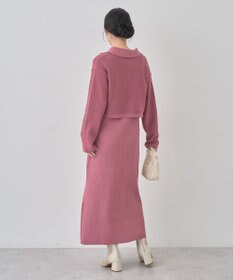 earth music&ecology ＳＥＴ２点襟付きカーディガン＋ニットワンピース