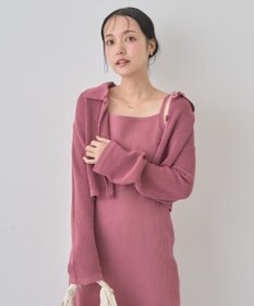 earth music&ecology ＳＥＴ２点襟付きカーディガン＋ニットワンピース