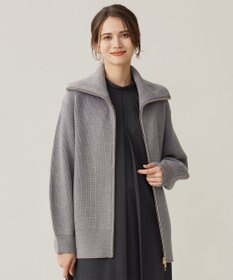 自由区 L 【洗える】ジップアップニット アウター