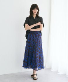 YECCA VECCA アート柄シアーロングスカート