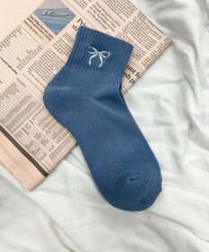 WEGO リボン刺繍アンクルパイルソックス