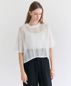 BEIGE， ATACAM / パターンメッシュ ハーフニット