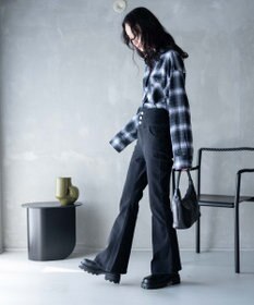 WEGO ハイウエストストレッチデニムフレアパンツ