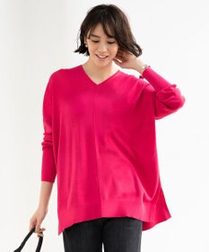 自由区 【WEB限定カラー有/洗える】コットンアセテート チュニック丈ニット