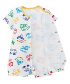 MIKI HOUSE HOT BISCUITS 【70-80cm】ビーンズ×乗り物 総柄ショートオール