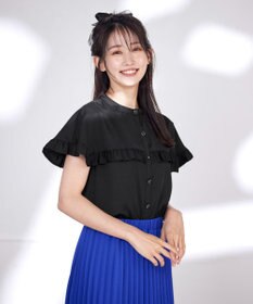 Tiaclasse L 【洗える】ケープ風フリルスリーブブラウス
