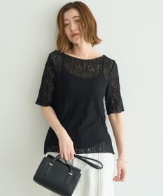 YECCA VECCA 5分袖レースシアートップス