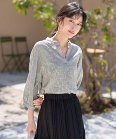 ANY L 【手洗い可能】ヨーロピアンリネンスキッパーネックブラウス