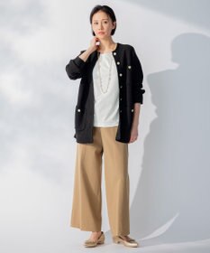 自由区 L 【WEB限定カラーあり/洗える/撥水加工】TRギャバ ワイドクロップドパンツ