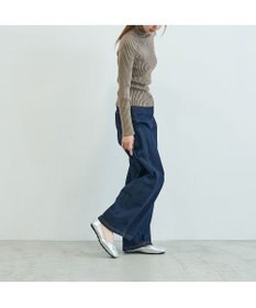 MODE ET JACOMO <carino>スクエアトゥ切り替えデザインフラットパンプス