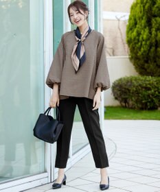 Tiaclasse 【ストレッチジョーゼット】スリットテーパードパンツ