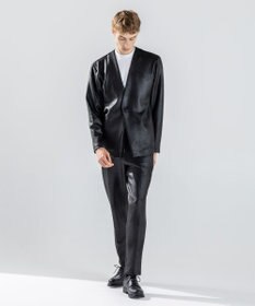 JOSEPH HOMME 新素材【ストレッチ/光沢感】レザーライクジャージードロスト付きテーパードパンツ / PEGG CONVERTIBLE