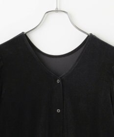 #Newans 【洗濯機可／ 前後着用可】 ギャザースリーブシアーベロアカーディガン