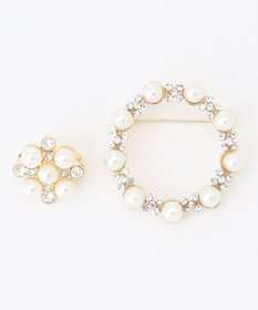 ANY 【2セット】【親子で使える】パールビジューブローチ