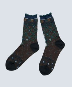 COQ Circulation ラメ花柄ソックス