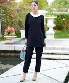 Tiaclasse 【ストレッチジョーゼット】スリットテーパードパンツ