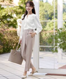 Tiaclasse 【ストレッチジョーゼット】スリットテーパードパンツ