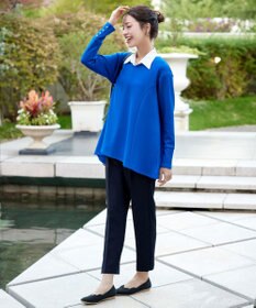 Tiaclasse 【ストレッチジョーゼット】スリットテーパードパンツ