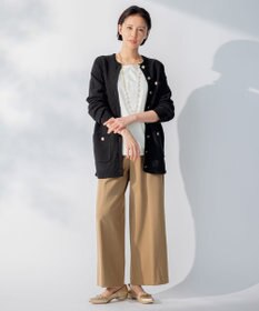 自由区 L 【WEB限定カラーあり/洗える/撥水加工】TRギャバ ワイドクロップドパンツ