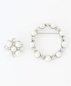 ANY 【2セット】【親子で使える】パールビジューブローチ