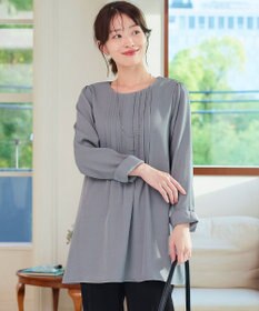 Tiaclasse 【洗える】ピンタックチュニックブラウス