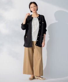 自由区 L 【WEB限定カラーあり/洗える/撥水加工】TRギャバ ワイドクロップドパンツ