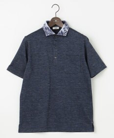 JOSEPH ABBOUD 【吸水速乾】リネンハニカム ポロシャツ(リーフ柄）