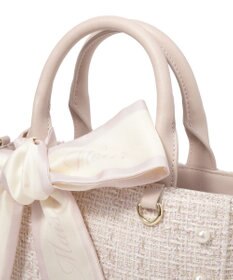 Maison de FLEUR スカーフ付きツイードスクエアトート