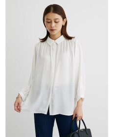 Green Parks 袖プリーツ衿付きブラウス